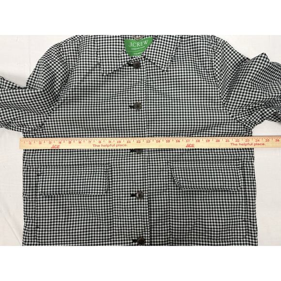 J. Crew Quilted Lady Shirt Jacket PrimaLoft Warm Black/White Gingham Size L - Picture 3 of 11